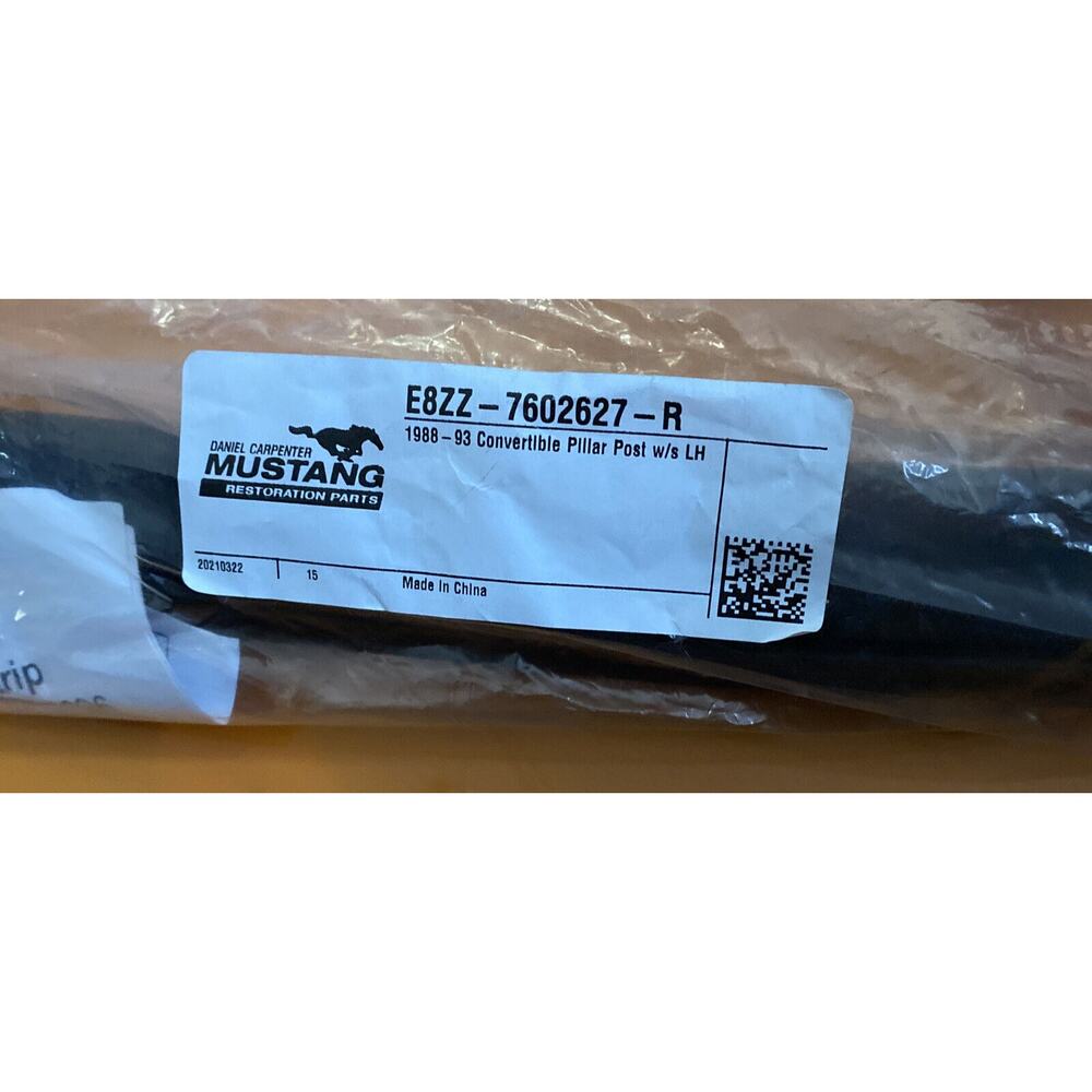 Mustang Convertible 88 - 93 Windshield Pillar Post Rubber Weatherstrip Seal LH.